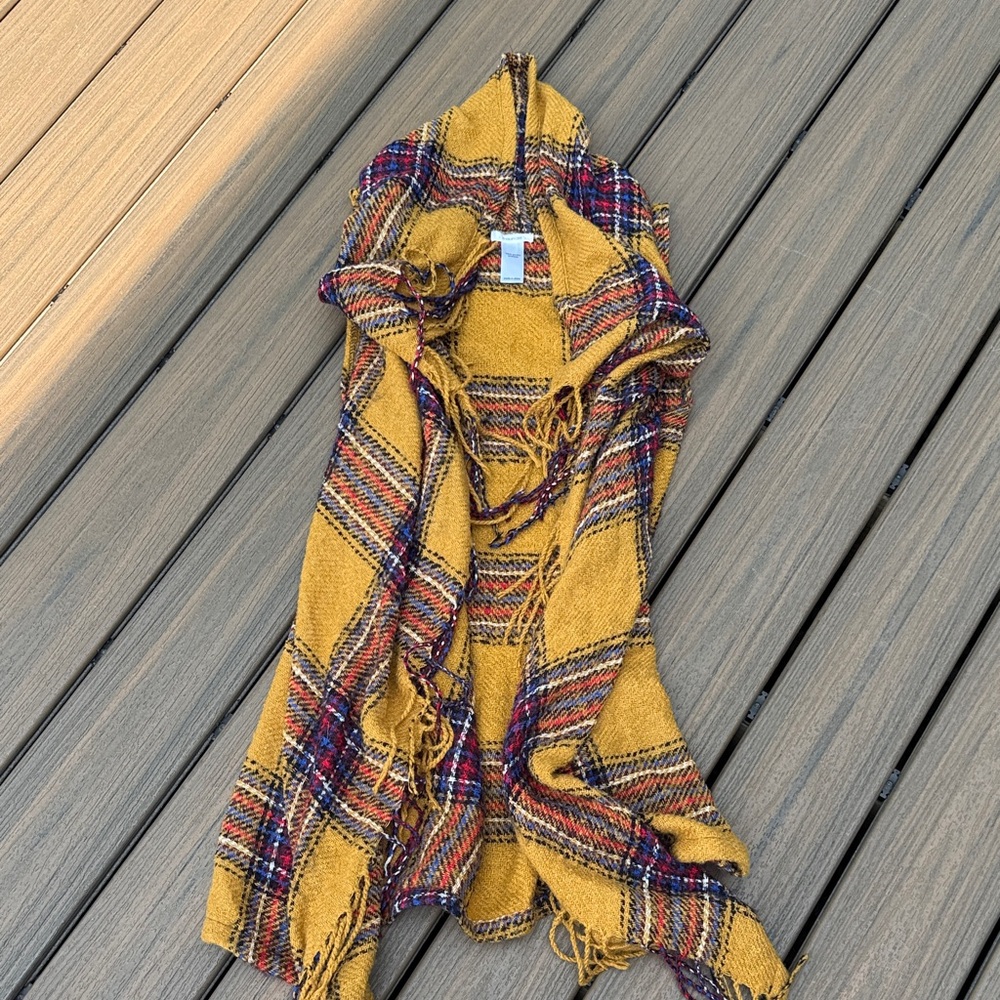 Maurices Mustard and Red Plaid Scarf